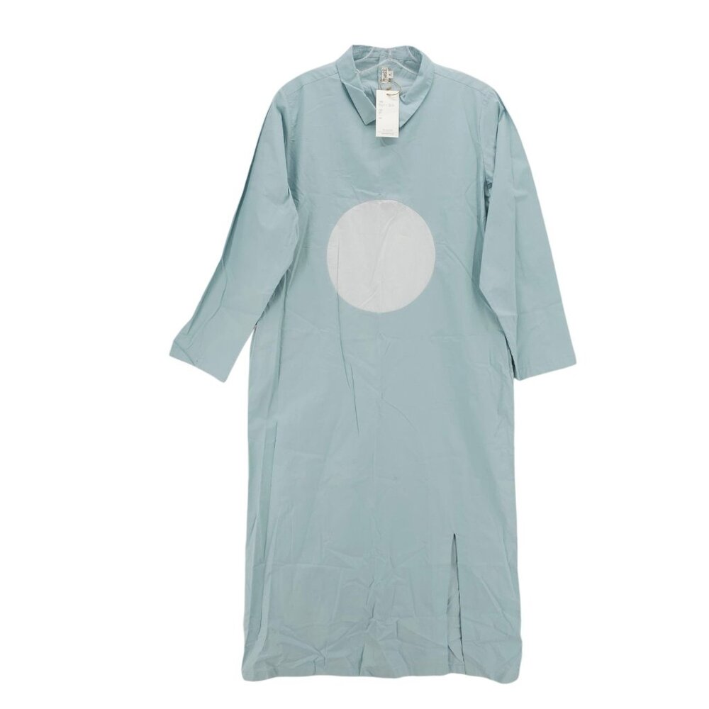 NWT THREE Clothing Powder Blue Poplin Circle Dress Collared Slit Pockets MEDIUM